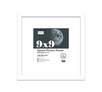 9x9 White Picture Frame with Mount for 7x7 Photos, Prints - Modern Square Wall Frame, 1 Pack