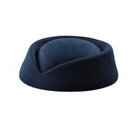 A#01_Solid_Dark Blue Stewardess Hat Wool Felt Pill Box Hats for Women Vintage 60s Fascinators Church Hats Cocktail Stewardess Derby Hat Tea Party Caps Crystal Flower Applique UK