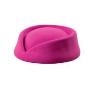 A#01_Solid_Hot Pink Stewardess Hat Wool Felt Pill Box Hats for Women Vintage 60s Fascinators Church Hats Cocktail Stewardess Derby Hat Tea Party Caps Crystal Flower Applique UK