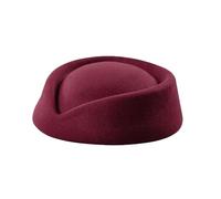A#01_Solid_Wine Stewardess Hat Wool Felt Pill Box Hats for Women Vintage 60s Fascinators Church Hats Cocktail Stewardess Derby Hat Tea Party Caps Crystal Flower Applique UK
