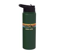 A-10 Warthog Funny Hog Life Retro Sunset Graphic Stainless Steel Insulated Water Bottle