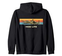 A-10 Warthog Funny Hog Life Retro Sunset Graphic Zip Hoodie