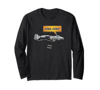 A-10 Warthog Jet Fighter Comic Dropping Bombs Graphic Long Sleeve T-Shirt