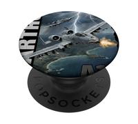 A-10 Warthog Military Aviation Lightning Storm Graphic PopSockets Adhesive PopGrip