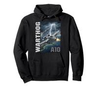 A-10 Warthog Military Aviation Lightning Storm Graphic Pullover Hoodie