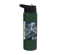 A-10 Warthog Military Aviation Lightning Storm Graphic Stainless Steel Insulated Water Bottle