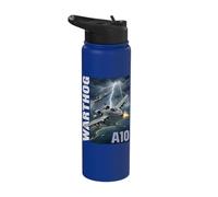 A-10 Warthog Military Aviation Lightning Storm Graphic Stainless Steel Insulated Water Bottle