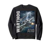 A-10 Warthog Military Aviation Lightning Storm Graphic Sweatshirt