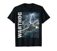 A-10 Warthog Military Aviation Lightning Storm Graphic T-Shirt