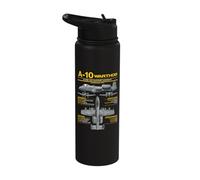 A-10 Warthog Military Jet Spec Infographic Yellow Stainless Steel Insulated Water Bottle