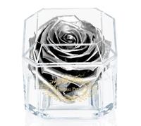 A 100% Real Rose That Lasts Years - Eternal Petals, Handmade in UK - Gold Solo with A Clear Crystal (Silver)