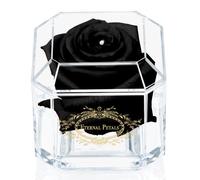 A 100% Real Rose That Lasts Years - Eternal Petals, Handmade in UK - Gold Solo with A Multicolour Crystal (Black)