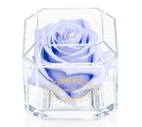A 100% Real Rose That Lasts Years - Eternal Petals, Handmade in UK - Gold Solo with A Multicolour Crystal (Light Lavender)