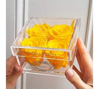 A 100% Real Roses That Last Years - Eternal Petals, Handmade in UK - Four Roses, White Gold Quartet (Yellow)