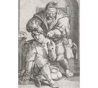 A 17th century barber surgeon attending to a patient's ear. From an engraving by an unknown artist after a work by Lucas van Leyden. Poster Print by Ken Welsh (12 x 17)