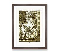 A 17Th Century Scroll Pattern By Albert Racinet Vintage Framed Print | A2 Walnut Framed Wall Art | Ready to Hang | Classic Fantasy Picture | Living Room Bedroom Lounge Office