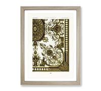 A 17Th Century Scroll Pattern By Albert Racinet Vintage Framed Print | A3 Oak Framed Wall Art | Ready to Hang | Classic Fantasy Picture | Living Room Bedroom Lounge Office