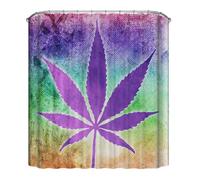 (A) 180x180CM Hemp Leaf Printing Waterproof Shower Curtain Anti-rust Moisture-proof Bath Math Set