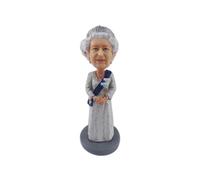 (A) 18cm Queen's 70th Platinum Jubilee Statue Bobbling Nodding Head Action Figure