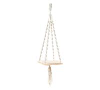 (A) 2 Tiers Wooden Wall Hanging Shelf Bohemian Handmade Macrame Wall Rope Rustic Shelves Floating Plant Rack Home Office Decorations