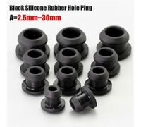 (A 21mm, 10 Pcs) Silicone Rubber Snap-on Hole Plug 2.5mm~30mm Black Blanking End Caps Tube Pipe