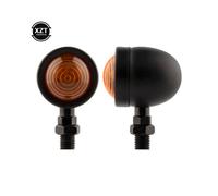 (A) 2PCS Black Motorcycle Turn Signal Indicator Light Amber Motorbike Blinker