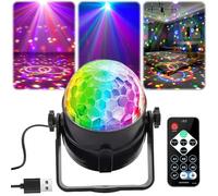 A 360° Rotation Sound Activated Disco Ball Lights with Remote Control, USB Powered Strobe DJ Party Light for Kids Xmas Birthday Parties, Dance Karaoke Decorating