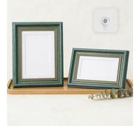 A 4 Picture Frame - Vintage Green Wall and Table top Photo Frame with Stand & Hook, Shabby Chic Style with Acrylic Glass for Home Decor