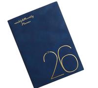 A 5 2026 Journaling Notebook Leather Calendar Planner, Navy Blue | Leather Calendar Planner for Students and Workers, Daily and Commuting Notes for Travel