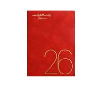 A 5 2026 Journaling Notebook Leather Calendar Planner, Red | Leather Calendar Planner for Students and Workers, Daily and Commuting Notes for Travel