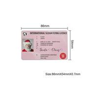 (A) 50 X Plastic Santa Claus Flying Licence Christmas Eve Box Driving Licence Style
