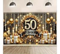 A 50th birthday banner decorated with a beautiful pink crown suitable for party decoration and does not require electricity 200x140CM