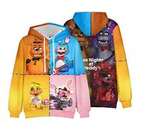 (A, 6-7 Years) Five Nights At Freddy's 3d Print Kids Hoodies Fnaf Hooded Sweatshirt Long Sleeve Pullover Jumper Tops Costume With Pocket