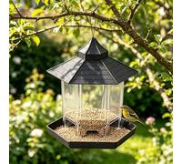A 6-directional diamond-shaped outdoor hanging waterproof bird feeder perfect for lazy gardeners and bird lovers.(Grey)