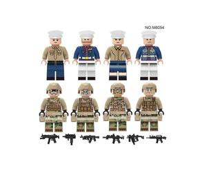(A) 8PCS Navy Soldier Marine Warfighter Occupational Small Particle Building Block Toy Set
