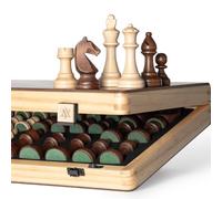 A&A 15" Magnetic Wooden Chess Set, Handmade 3" King Height Unique Chess Pieces with 2 Extra Queen, Portable Travel Chess Game Set for Adults Kids