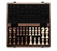 A&A 15" Magnetic Wooden Chess Set, Handmade 3" King Height Unique Chess Pieces with 2 Extra Queens, Folding Portable Travelling Game Set for Adults Kids