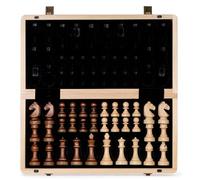A&A 15" Wooden Chess Set/Folding Board / 3" King Height German Knight Staunton Chess Pieces w/Maple & Walnut Inlay Age 6+ / 2 Extra Queens