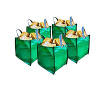 A&A SUPPLIES UK - 5 x Garden Waste Bags - 90 Litre - Sacks - With Bottom Handles - 45x45x45cm - Heavy Duty Garden Recyclable for Grass Leaves Storage (5)