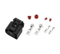 A ABSOPRO 10098866 4 Pin Electric Water Pump Connector Plug for BMW CWA400 | 3.5/6.3mm Series Female Wire Terminal, Plastic, Tin-Plated Copper, Black, 1 Set, for Pierburg