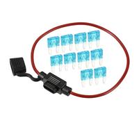 A ABSOPRO 15A Mini Blade Stye Fuse 16 AWG Fuse Holder Waterproof 16 Gauge Fuse Holder Blade Style Inline Fuse Holder Metal Black