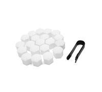 A ABSOPRO 20pcs White Plastic Wheel Lug Nut Bolt Cover Caps w Removal Tool | 17mm, for Car, Plastic, White, Wheel Lug Covers, 17mm / 0.67"