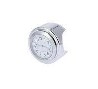 A ABSOPRO 22-25mm 7/8" to 1" Motorcycle Handlebar Mount Watch Dial Clock Set with Anti-Skid Pad Wrench Universal Waterproof Silver Tone White Panel Item Replacement