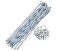 A ABSOPRO 36 Set 13G Bicycle Spokes 199mm Bike Wheel Spokes Galvanized Carbon Steel Silver Tone