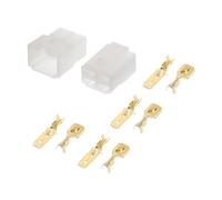 A ABSOPRO 4 Pin Car Electrical Wire Connector Plug Kits Waterproof 6.3 Series Male Female Cable Terminal Housing Plastic Copper White