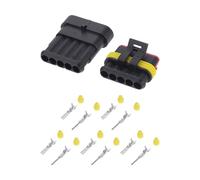 A ABSOPRO 5 Pin Car Electrical Wire Connector Plug Kits Waterproof 1.5 Series Male Female Cable Terminal Housing Plastic Copper Black Yellow