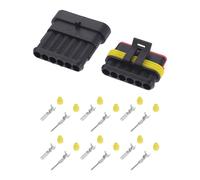 A ABSOPRO 6 Pin Car Electrical Wire Connector Plug Kits Waterproof 1.5 Series Male Female Cable Terminal Housing Plastic Copper Black Yellow