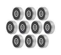 A ABSOPRO 625-2rs Deep Groove Ball Bearings P6 5x16x5mm Lubricated Bearings Double Rubber Seal Black Silver Tone Scooter Skateboard Wheel Set of 10