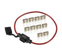 A ABSOPRO 7.5A Mini Blade Stye Fuse 16 AWG Fuse Holder Waterproof 16 Gauge Fuse Holder Blade Style Inline Fuse Holder Metal Black