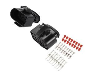 A ABSOPRO 8 Pin Throttle Connector Plug No.3A0973734/3A0973834 3.5mm Series Male Female Wire Terminal for Volkswagen for Audi Plastic Tin-Plated Copper Black 1 Set